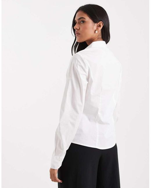 Pieces White Cinched Waist Shirt