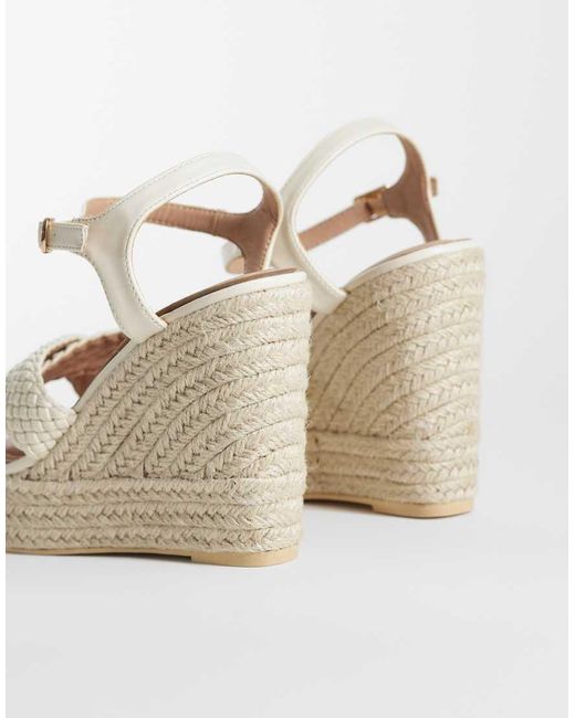 New Look White Plaited Strap Espadrille Wedge Sandal