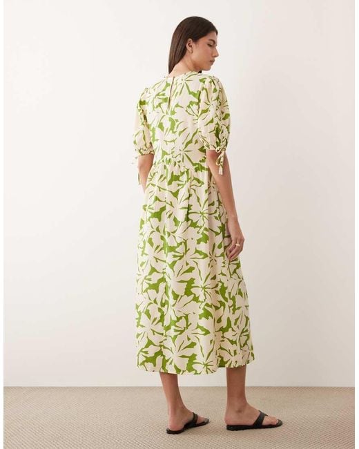 Wednesday's Girl Green Tie Detail Short Sleeve Midaxi Dress