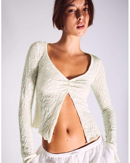 Bershka Gray Rustic Long Sleece Top