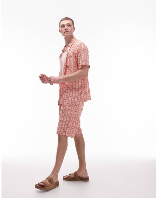 Parlez – cruz – bestickte relaxed-fit-shorts in Pink für Herren