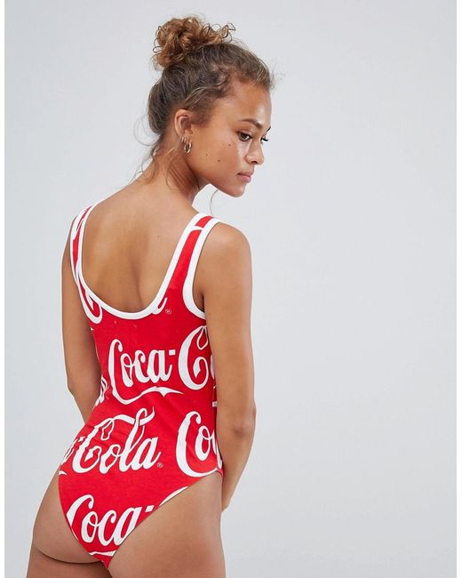 Bershka Denim Cocacola Body in Red | Lyst