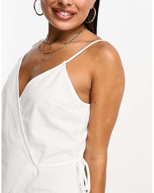 Vero Moda White Cotton Wrap Front Beach Mini Dress