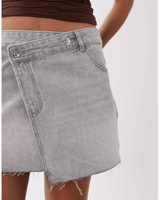 Mango Natural Teen Denim Asymmetric Mini Skirt