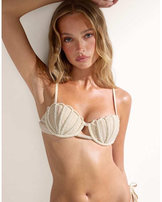 Calzedonia Natural Balconette Bikini Top Ocean Pearl