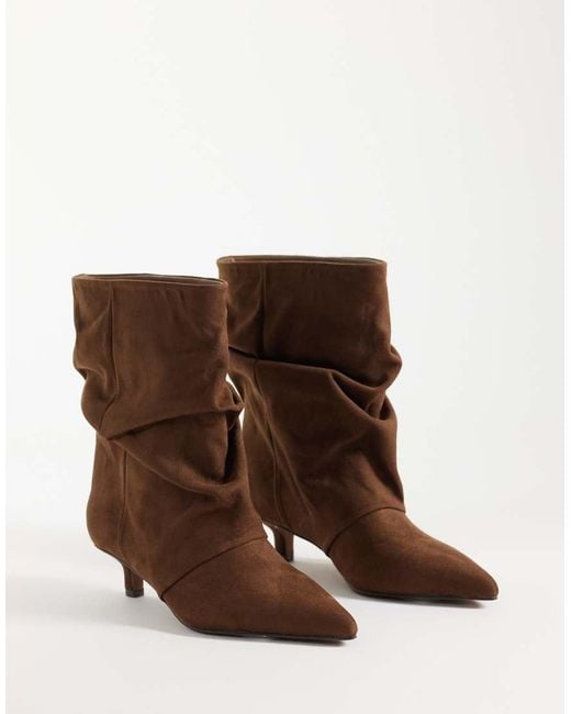 ASOS Brown Rosario Slouch Kitten Heel Boots