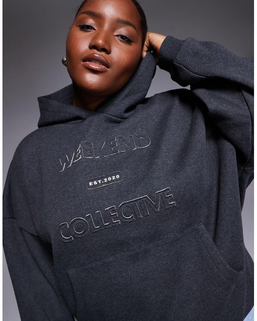 ASOS Blue Weekend Collective Curve Hoodie With Applique Graphic