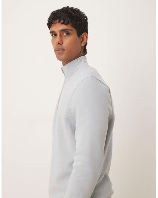 ASOS Gray Essentials Quarter Zip Sweatshirt for men