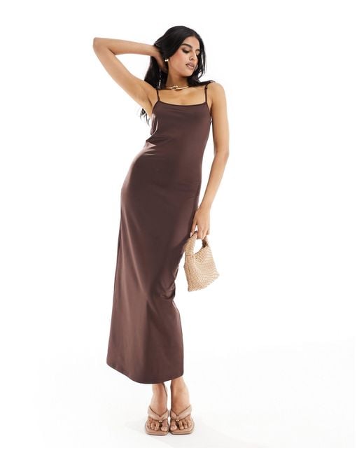 4th & Reckless Brown Cami Low Back Bead Detail Maxi Dress