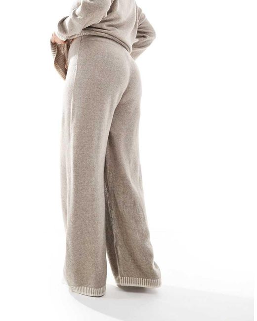 ONLY Gebreide Broek Met Wijde Pijpen En Stikselrand in het Natural