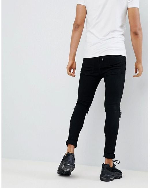 Jaded London Denim Super Skinny Jeans With Rips In Black for Men - Lyst