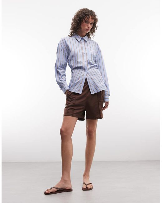 Collusion Blue Cinched Waist Oversized Shirt