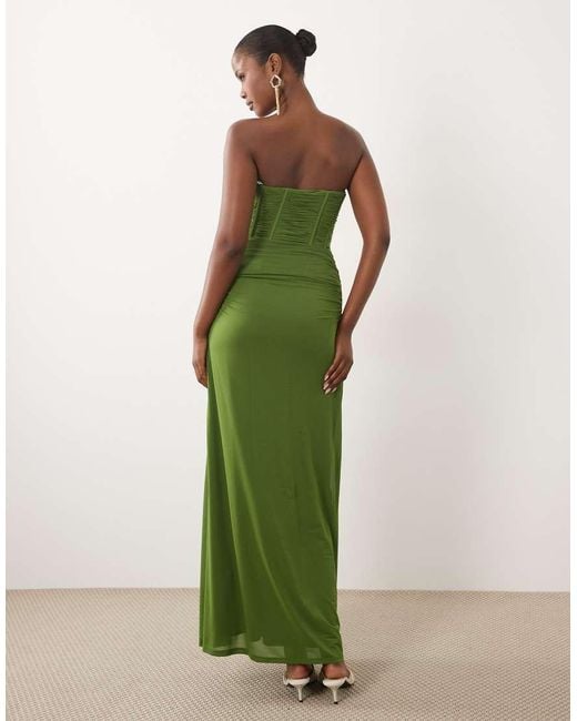 Forever New Green Chiffon Boned Corset Detail Maxi Dress