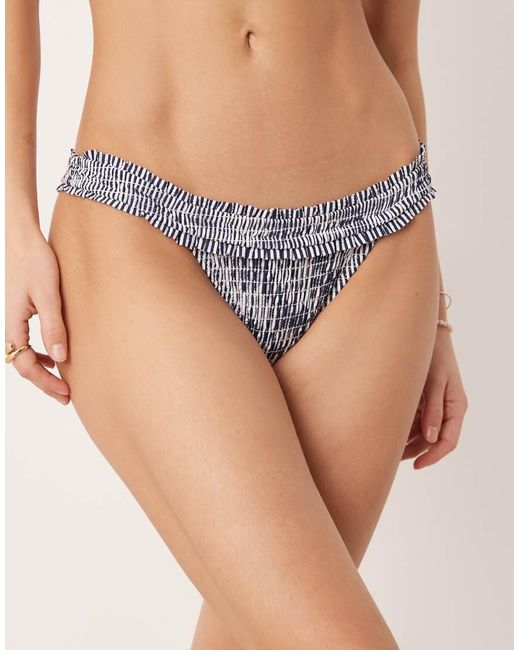 ASOS Brown Scarlet Stripe Shirred High Leg Bikini Bottom