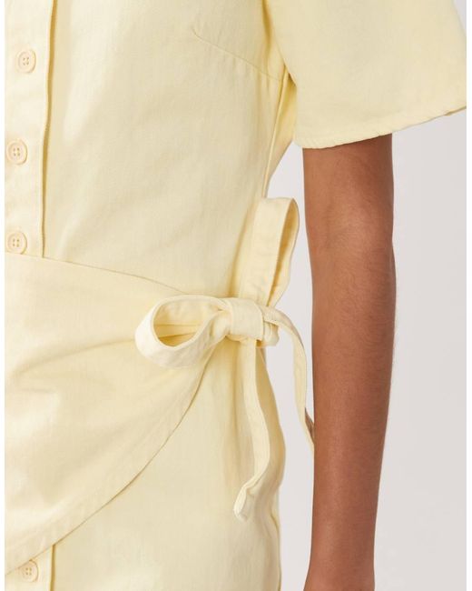 ASOS Natural Denim Shirt Dress With Wrap Detail