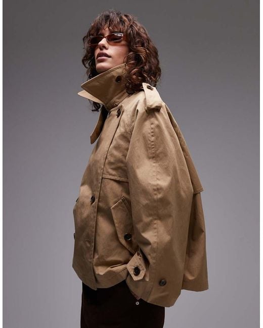 ARKET Brown Cropped Utility Trench Coat With Storm Flap