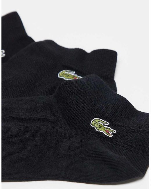 Pack De 3 Calcetines Tobilleros Negros De Lacoste de hombre de color Black