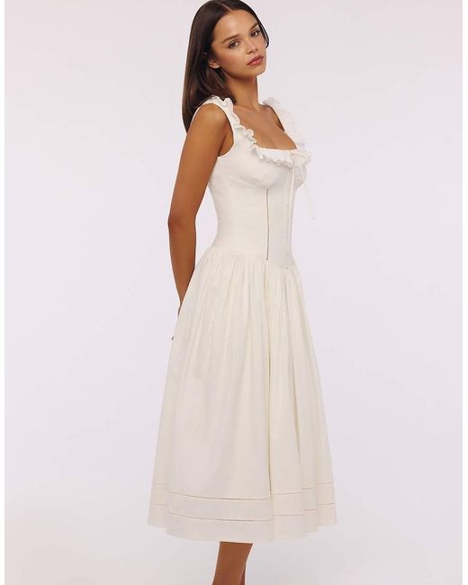 House Of Cb Pink Phoebe Cotton Broderie Anglaise Trim Midi Dress
