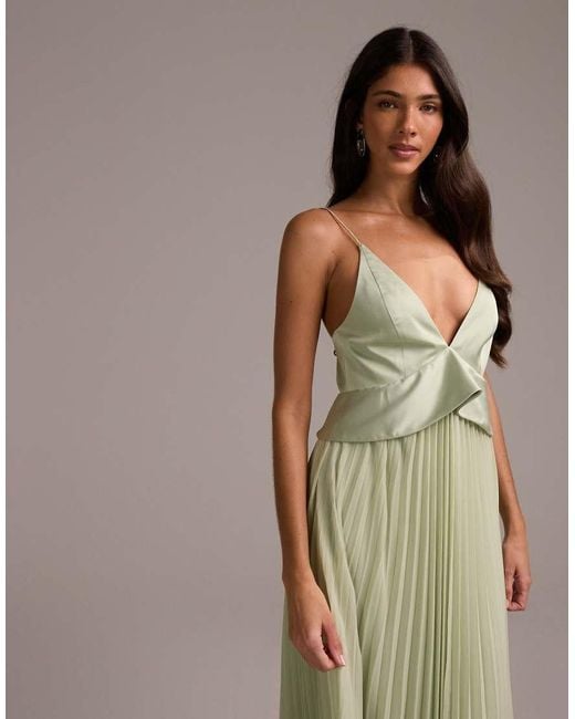 ASOS Green Bridesmaids Hybrid Cami Maxi Dress With Pleat Skirt