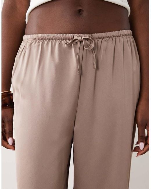 Vila Pink Tie Waist Wide Leg Satin Trousers