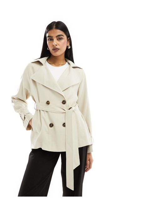 ASOS Natural Short Lightweight Trench With Tie Waist
