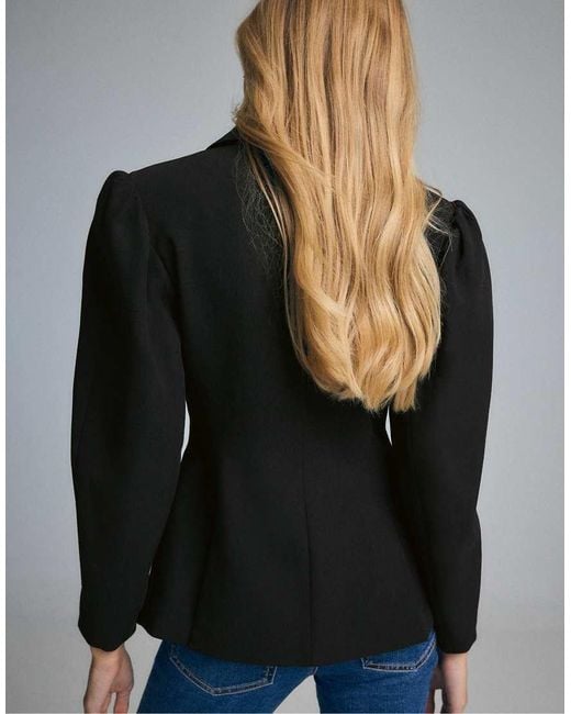 Stradivarius Blue Voluminous Sleeve Blazer