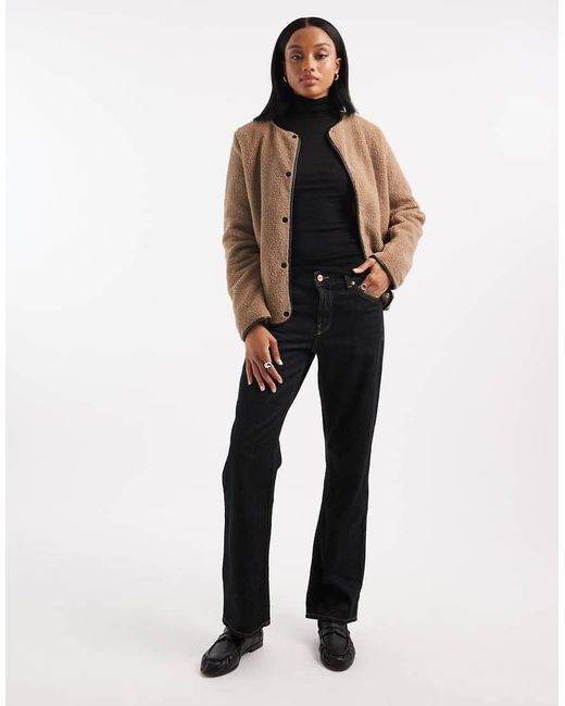 Vero Moda Brown Lightweight Contrast Teddy Jacket