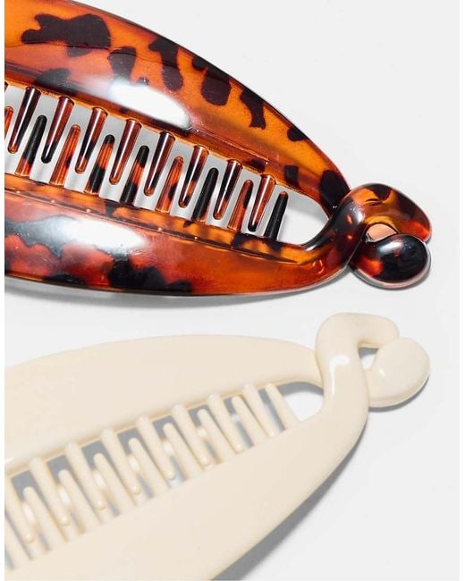 Stradivarius White Set Of 2 Banana Hair Clips