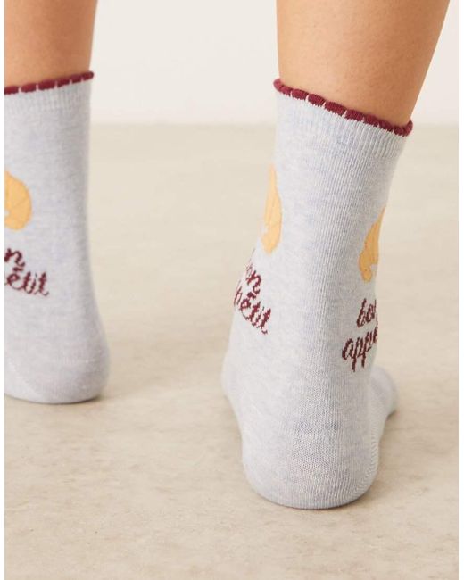 Accessorize Sokken Met 'Bon Appétit'- En Croissant-Print in het Natural