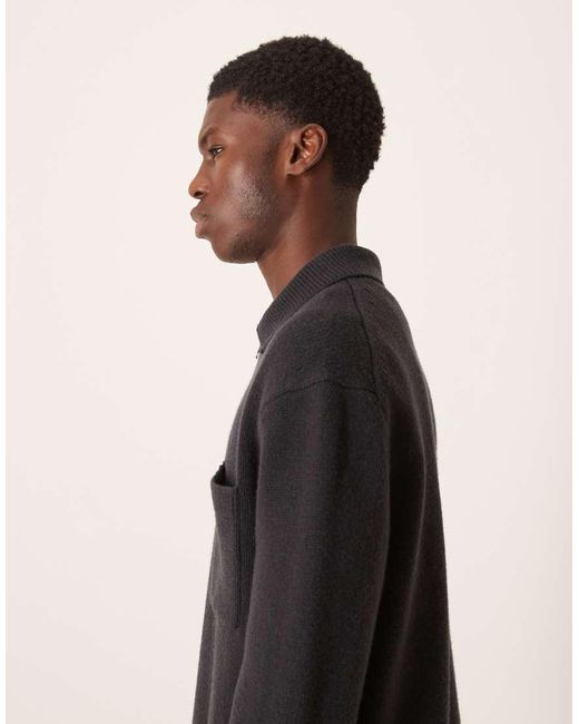 ARKET Oversized Wollen Polotrui Met Halve Rits in het Black voor heren