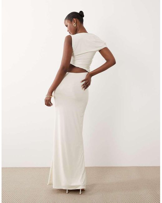 Oh Polly White Off Shoulder Cut Out Detail Maxi Dress