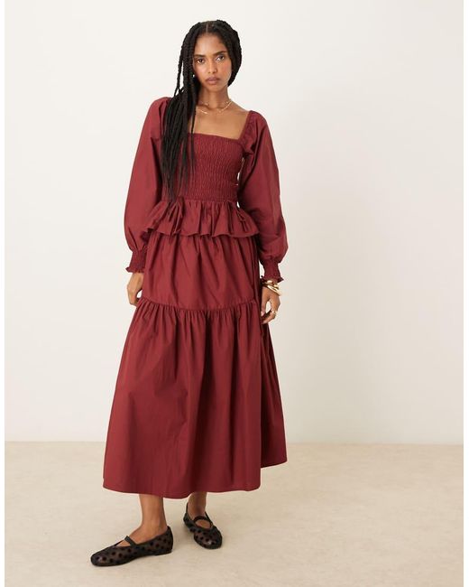 Glamorous Midaxi Rok Van Popeline Met Strikjes in het Red