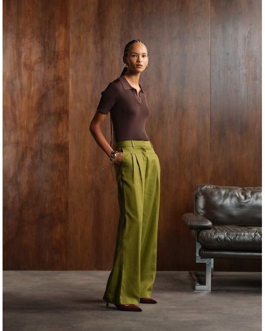 Nobody's Child Green Jax Wide Leg Tailored Trousers Co-ord