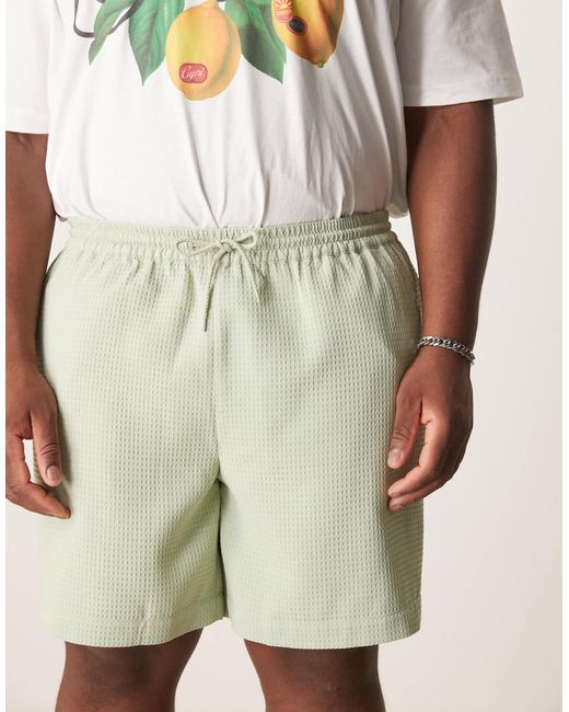 ASOS Natural Mid Length Waffle Short for men