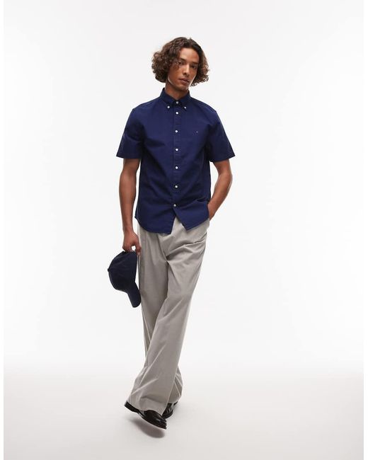 Tommy Hilfiger Blue Oxford Short Sleeve Shirt for men