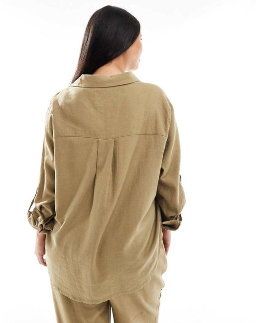 ONLY Brown Linen Mix Shirt Co-ord
