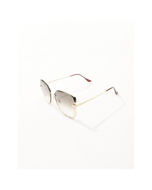 Accessorize Brown Oversized Square Metal Sunglasses