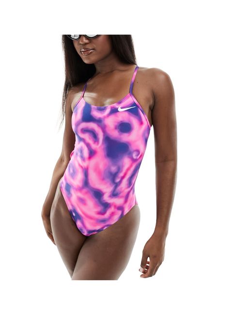 Nike Pink – hydrastrong – enganliegender sportbadeanzug mit print