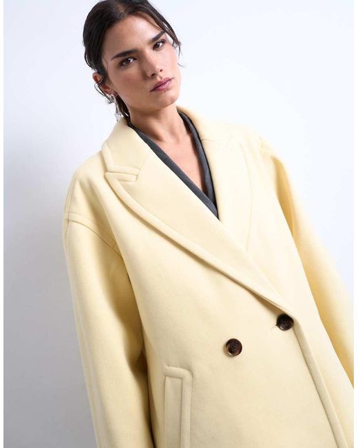 TOPSHOP White Ovoid Sleeve Double Breasted Longline Formal Coat