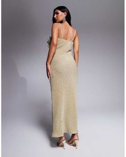 ASOS Metallic Cami Sequin Corsage Midi Dress