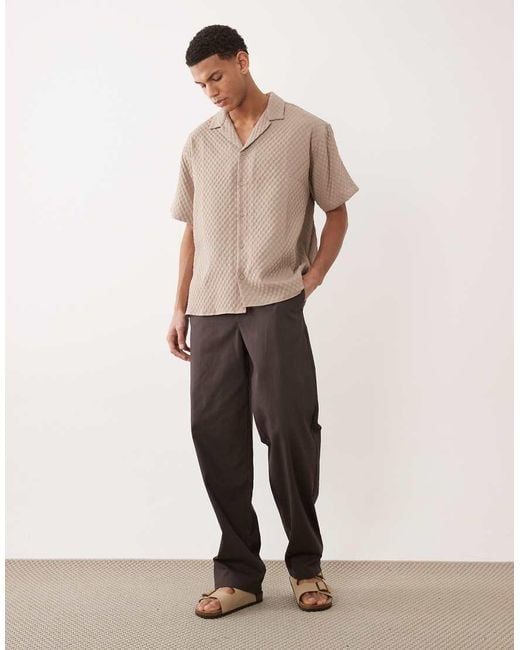 Jack & Jones Gray Waffle Short Sleeve Shirt for men