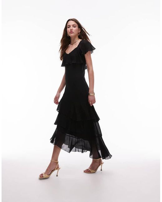 & Other Stories White Asymmetric Midaxi Dress With Tiered Ruffles
