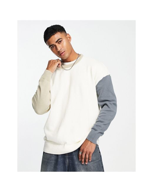Threadbare Color Block Sweater in White for Men | Lyst Australia
