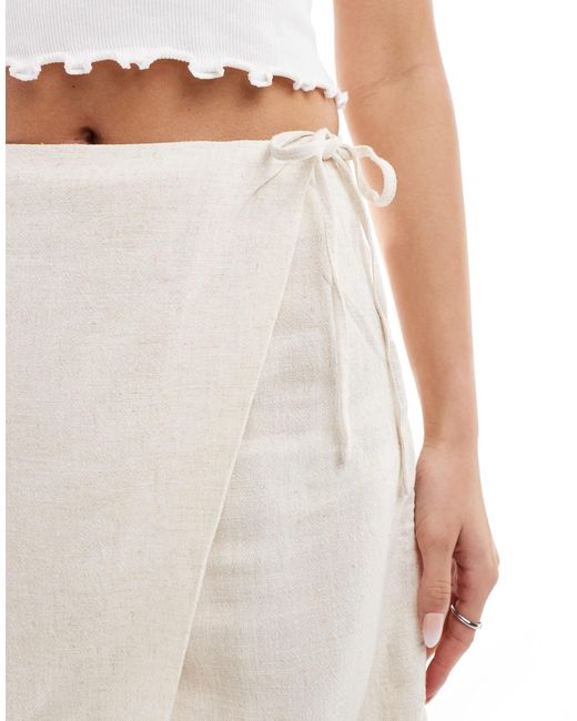 Object White Linen Touch Mini Wrap Skirt