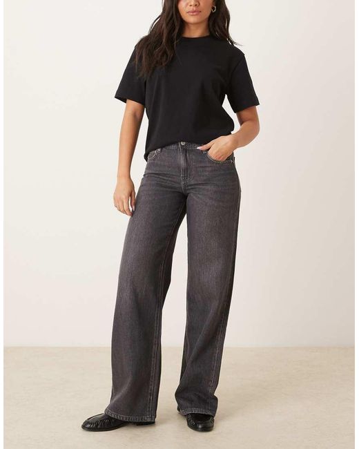 Gina Tricot Black Low Waist Wide Leg Jeans