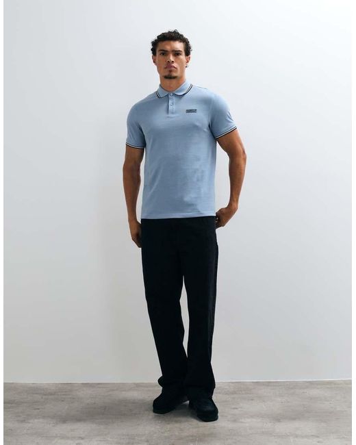 Barbour Blue Evan Short Sleeve Tipped Polo Shirt for men