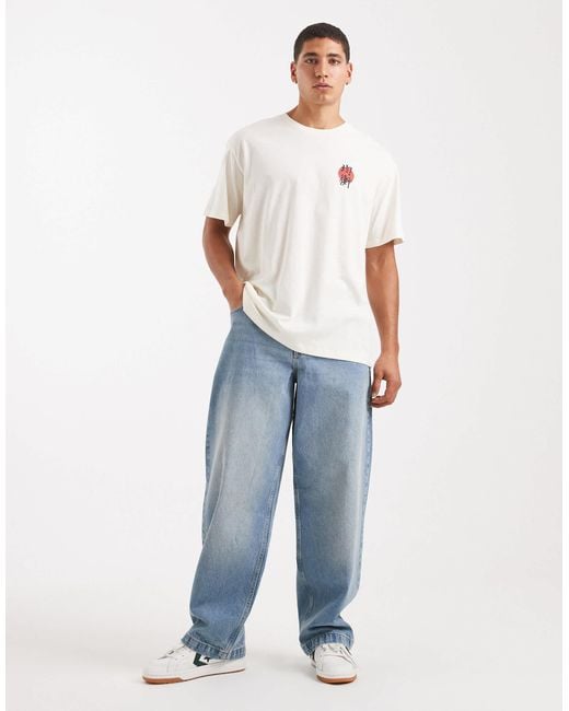 Jack & Jones White Oversized T-shirt With Japanese Carp Backprint for men