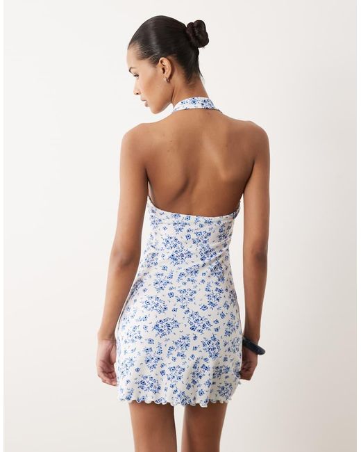 Wednesday's Girl White Jersey Halter Neck Mini Dress