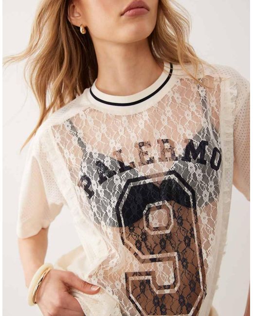 Miss Selfridge Brown Lace Football Jersey