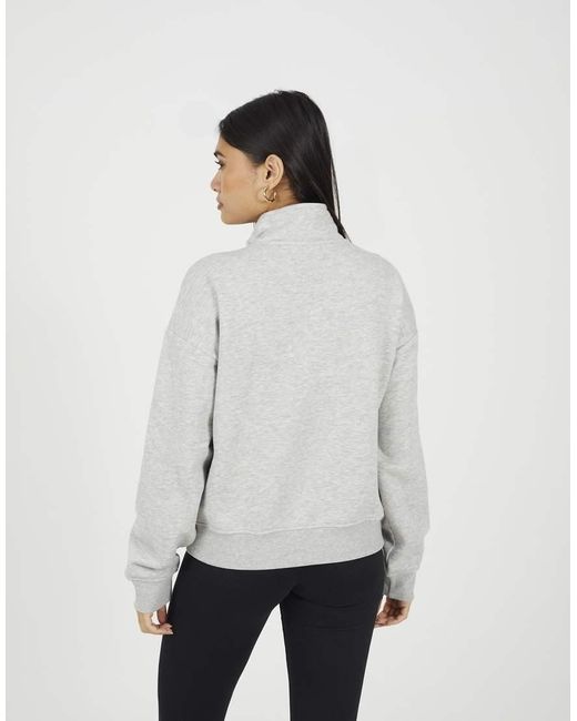 Brave Soul White Funnel Neck Quarter Zip Sweatshirt